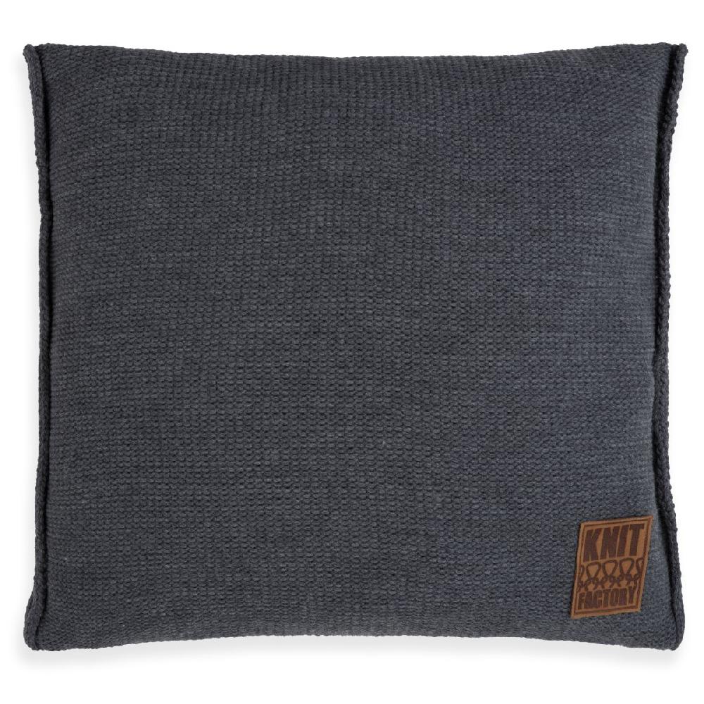 knit factory Uni Kussen Antraciet - 50x50