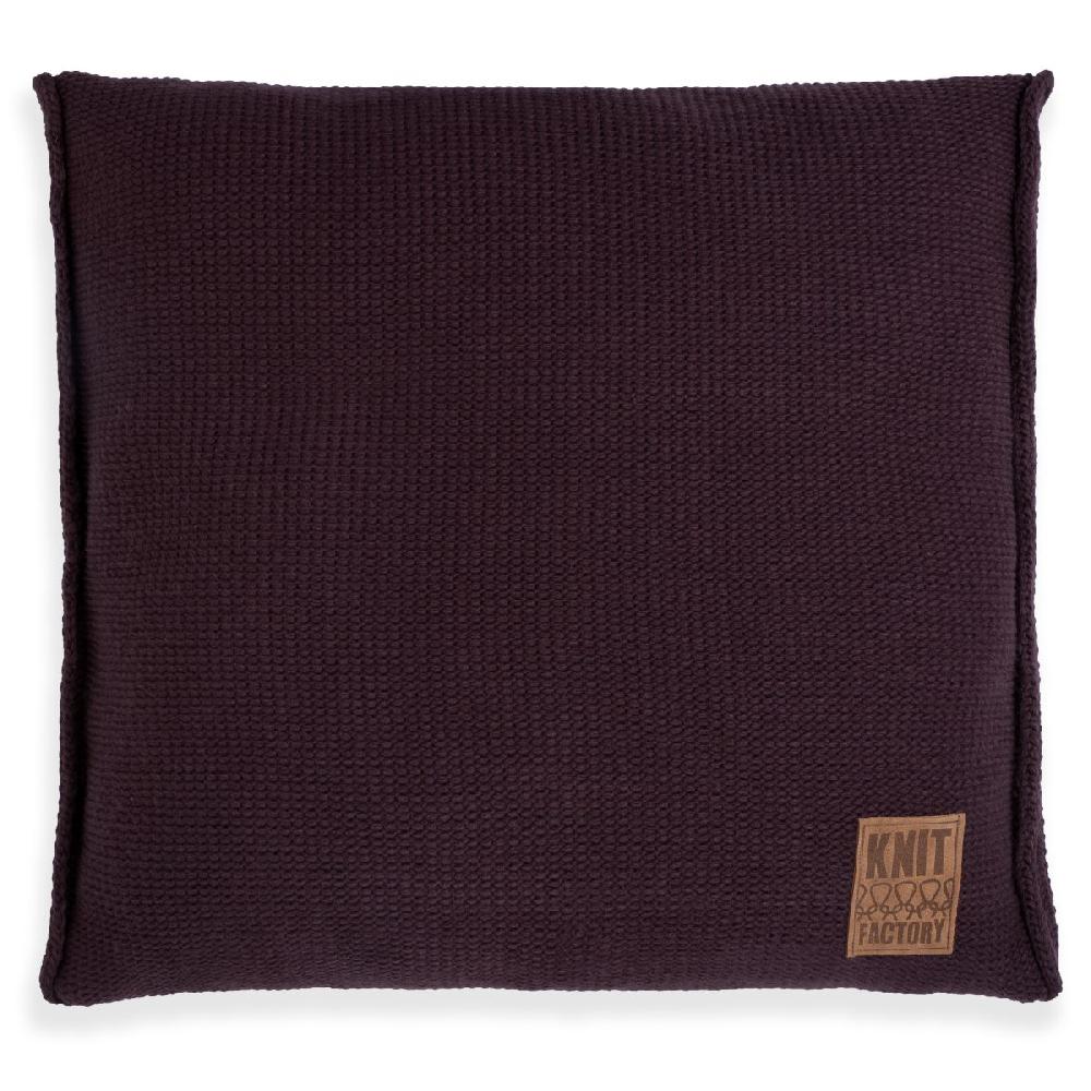 knit factory Uni Kussen Aubergine - 50x50