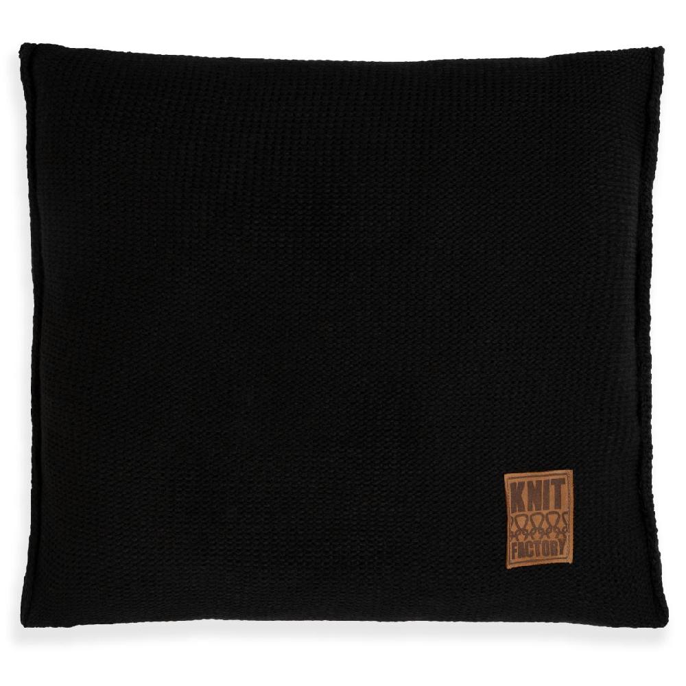 knit factory Uni Kussen Zwart - 50x50