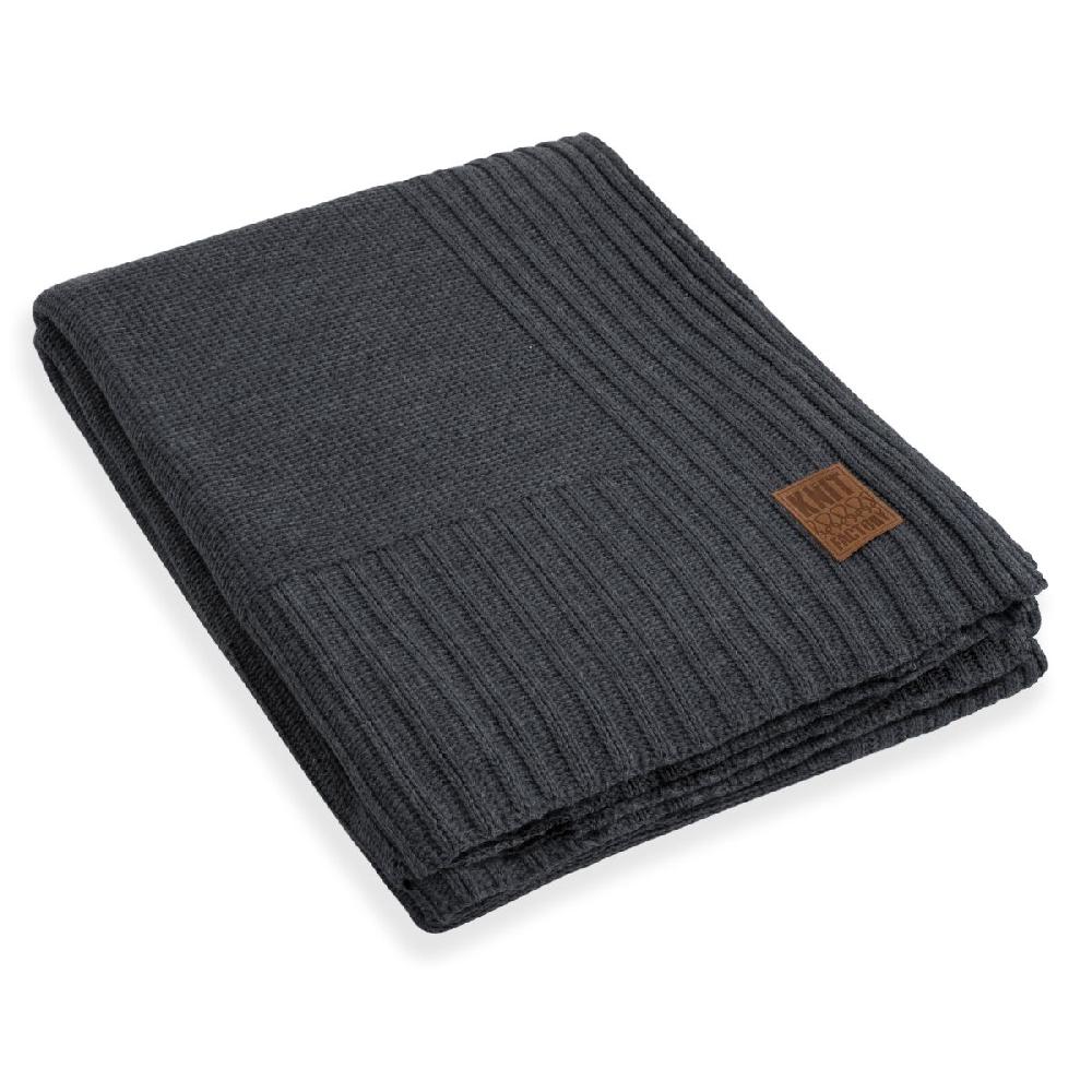 knit factory Uni Plaid XL Antraciet - 195x225