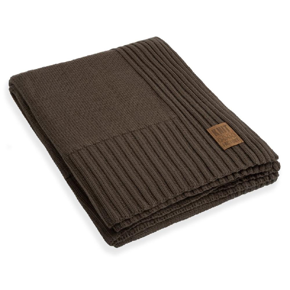 knit factory Uni Plaid XL Dark Taupe - 195x225