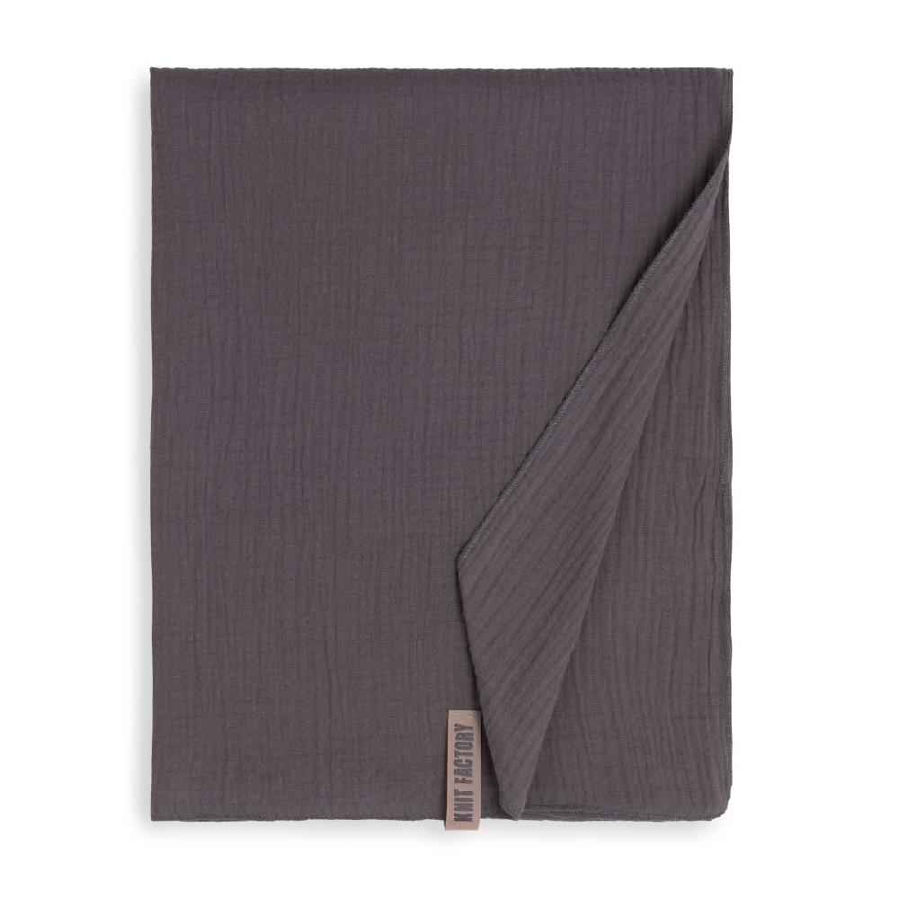 Knit Factory Liv Pareo - XL Sjaal - Stranddoek Antraciet