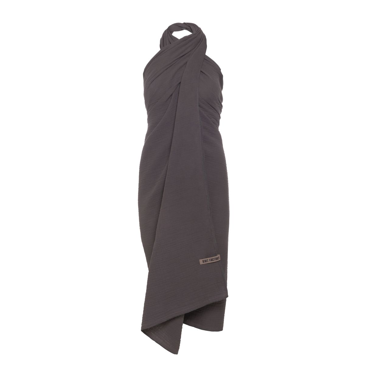 knit factory Liv Pareo - XL Sjaal - Stranddoek Antraciet