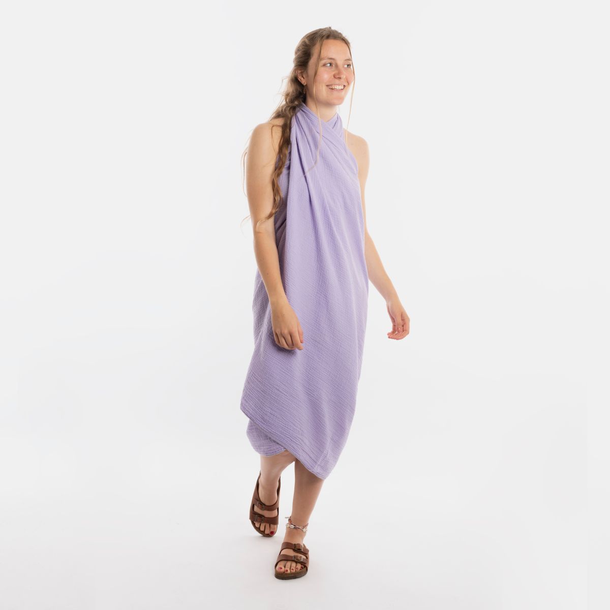 Knit Factory Liv Pareo - XL Sjaal - Stranddoek Bright Lila