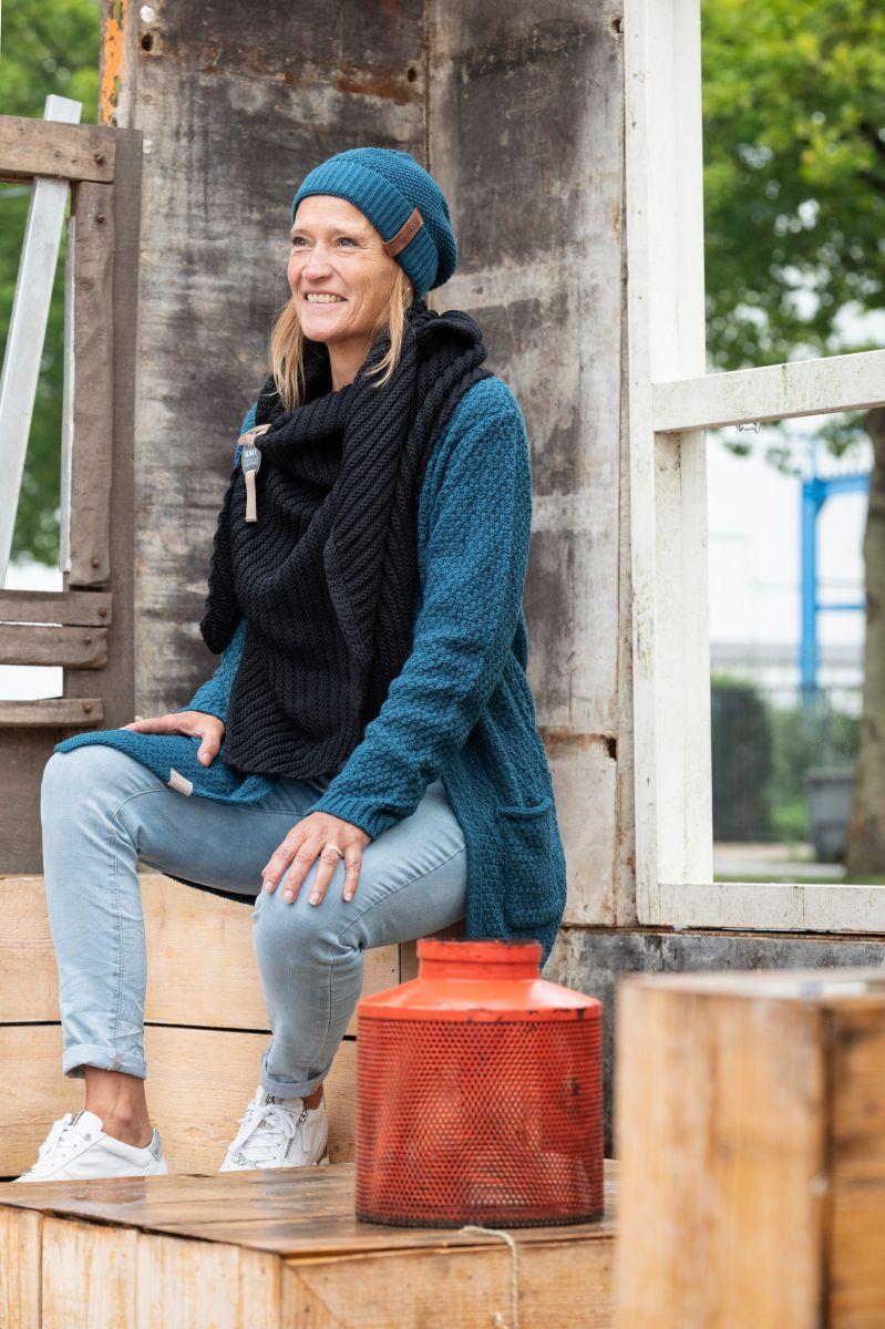 Knit Factory Luna Gebreid Vest Jeans - 36/38 - Met Steekzakken