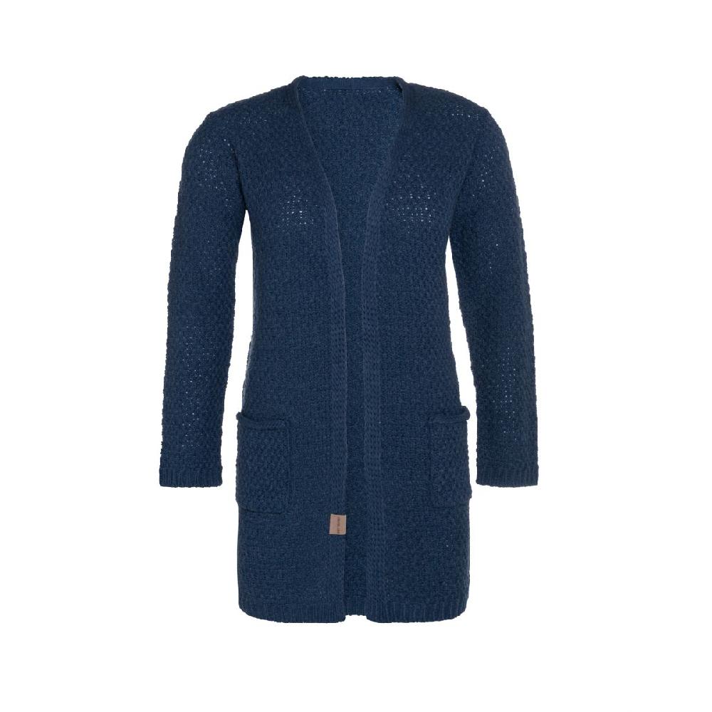 knit factory Luna Gebreid Vest Jeans - 36/38 - Met steekzakken