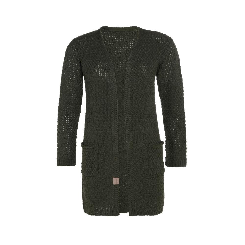 knit factory Luna Gebreid Vest Khaki - 36/38 - Met steekzakken