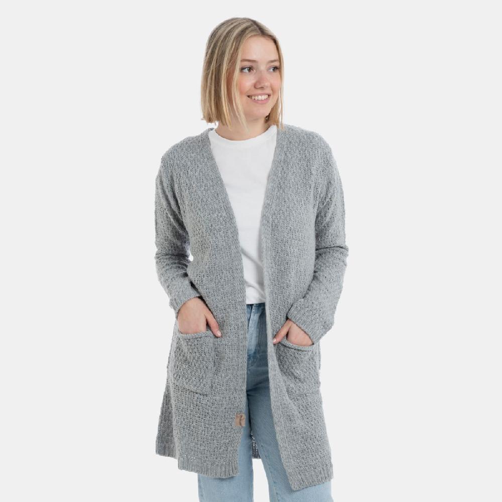 Knit Factory Luna Gebreid Vest Licht Grijs - 36/38 - Met Steekzakken