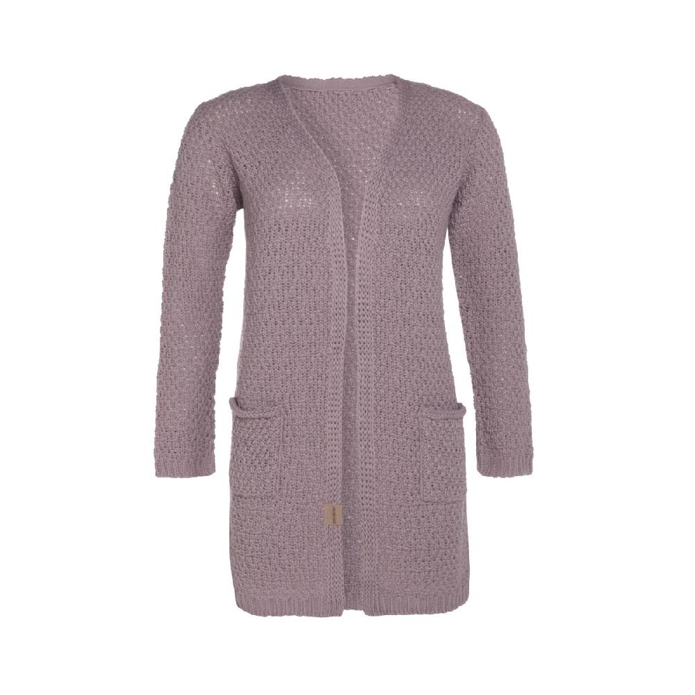 knit factory Luna Gebreid Vest Mauve - 36/38 - Met steekzakken