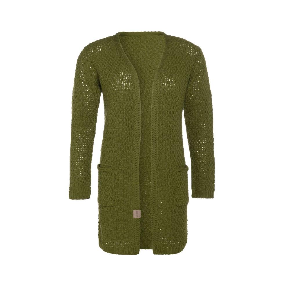 knit factory Luna Gebreid Vest Mosgroen - 36/38 - Met steekzakken