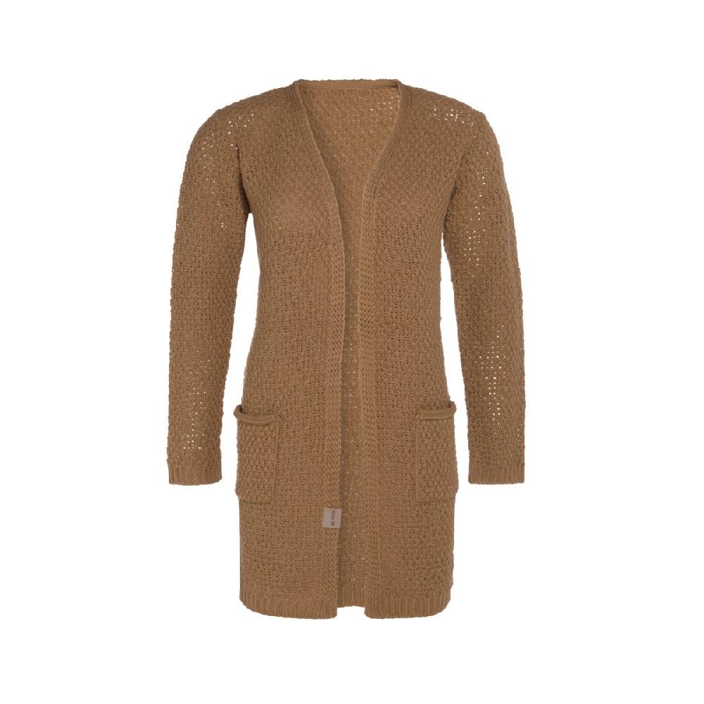 knit factory Luna Gebreid Vest New Camel - 36/38 - Met steekzakken