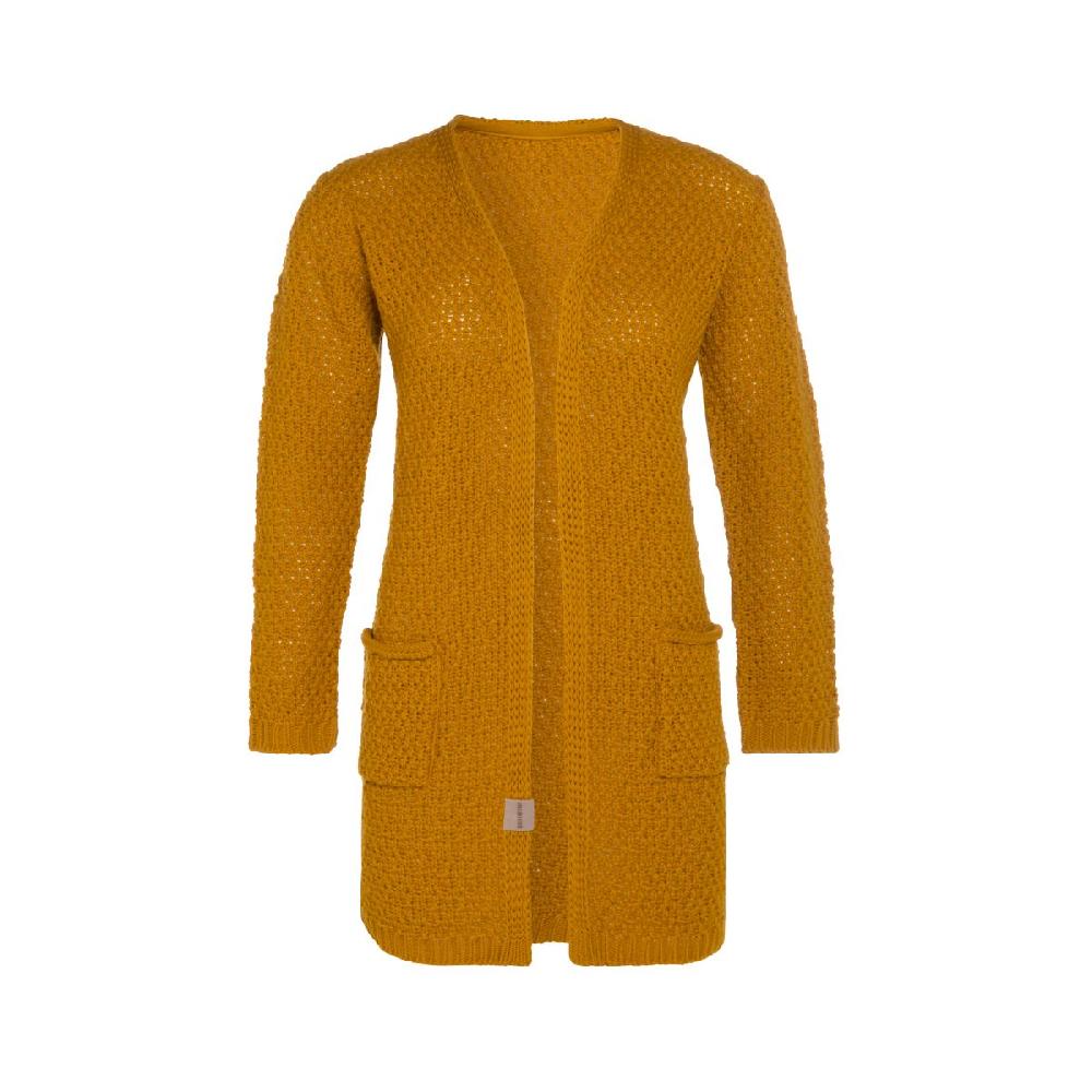 knit factory Luna Gebreid Vest Oker - 36/38 - Met steekzakken