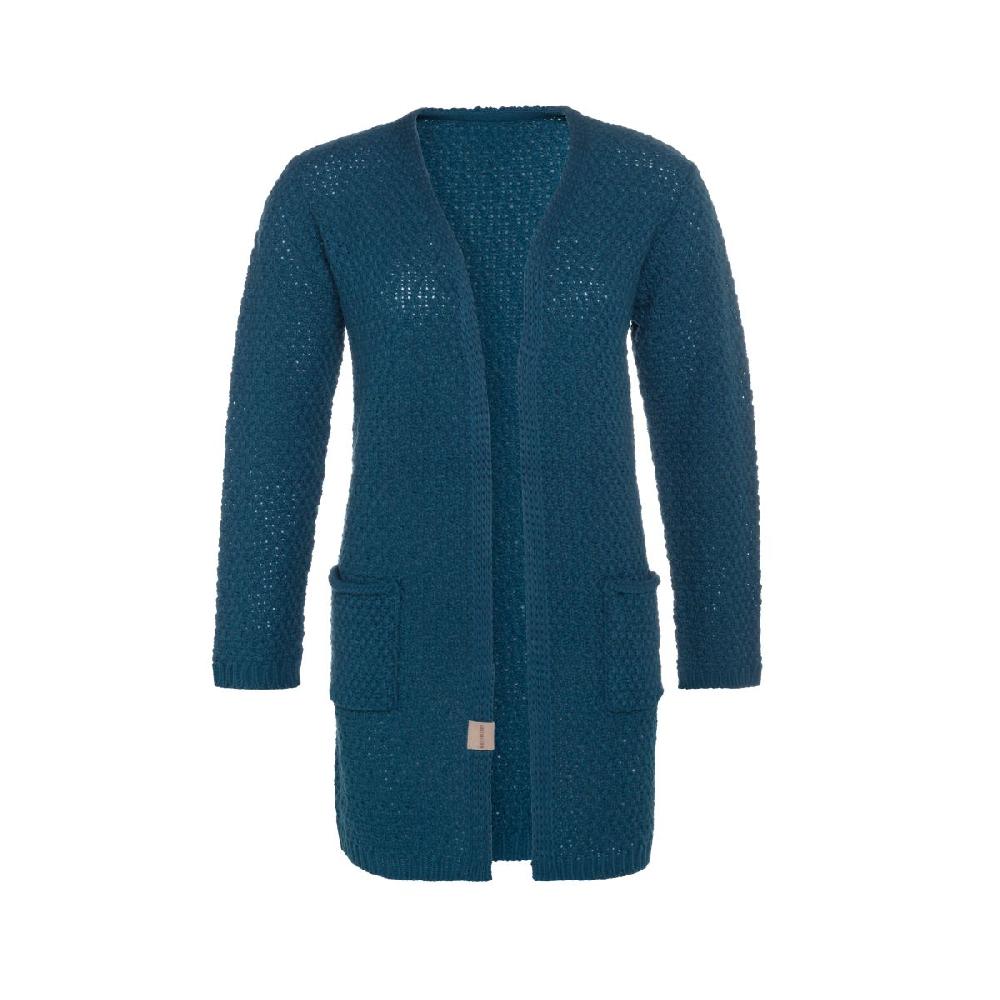 knit factory Luna Gebreid Vest Petrol - 36/38 - Met steekzakken