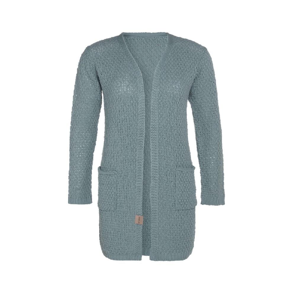 knit factory Luna Gebreid Vest Stone Green - 36/38 - Met steekzakken