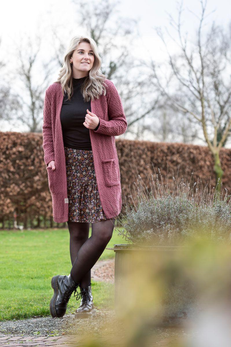 Knit Factory Luna Gebreid Vest Stone Red - 36/38 - Met Steekzakken