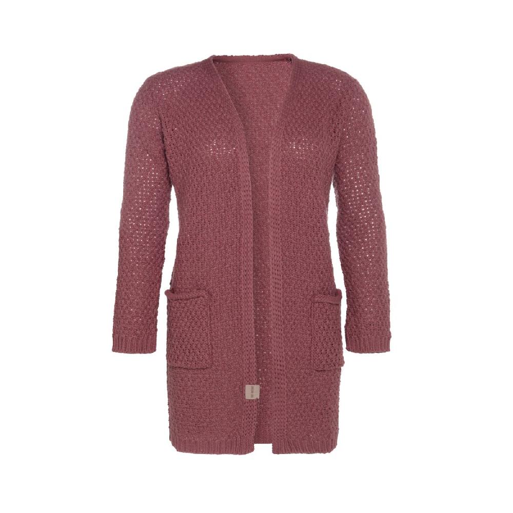 knit factory Luna Gebreid Vest Stone Red - 36/38 - Met steekzakken