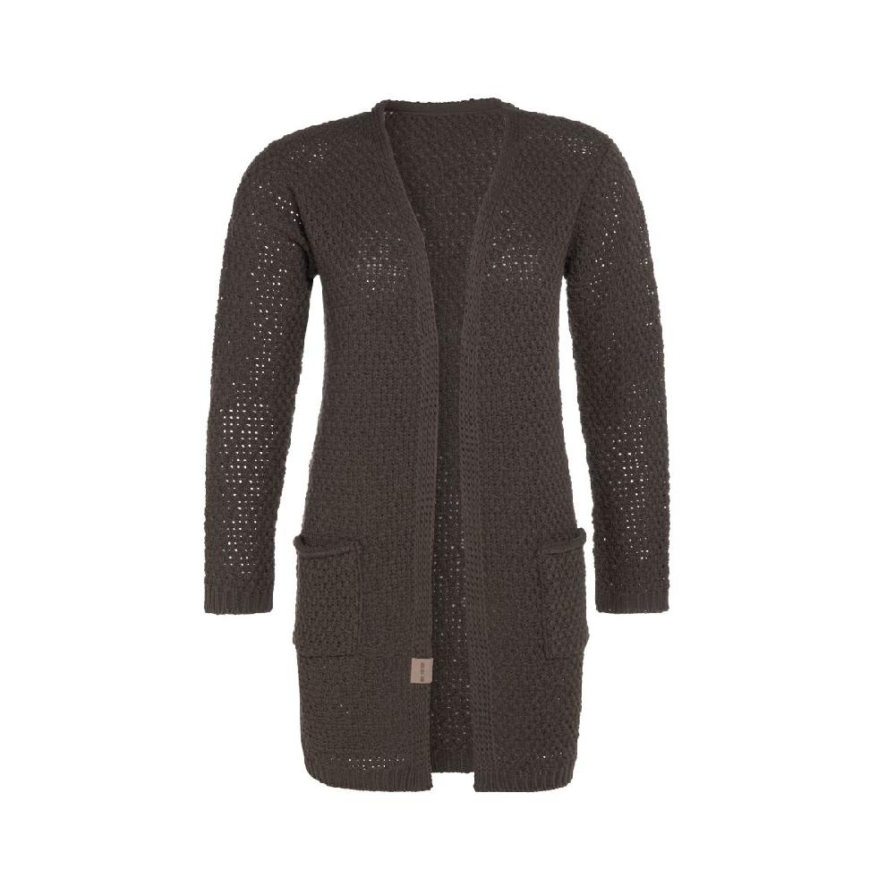 knit factory Luna Gebreid Vest Taupe - 36/38 - Met steekzakken