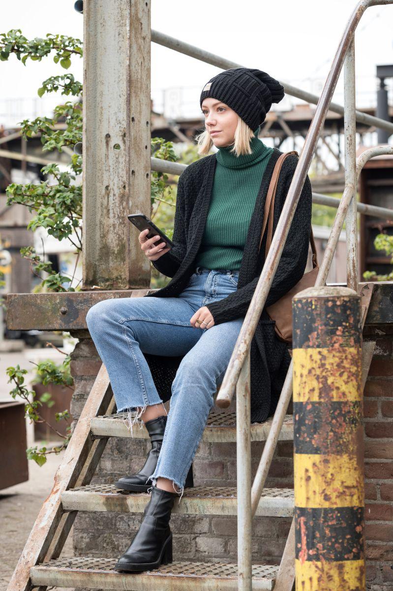 Knit Factory Luna Gebreid Vest Zwart - 36/38 - Met Steekzakken