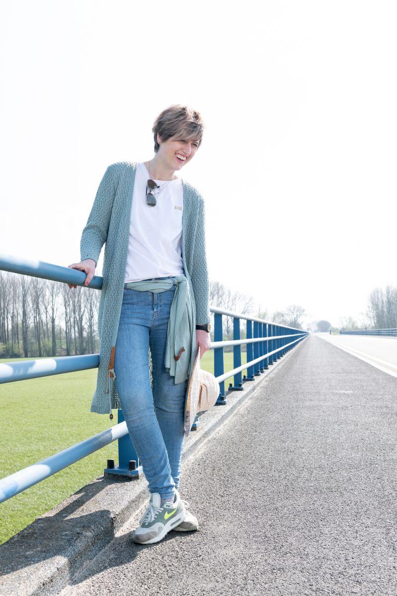 Knit Factory Luna Lang Gebreid Vest Stone Green - 36/38