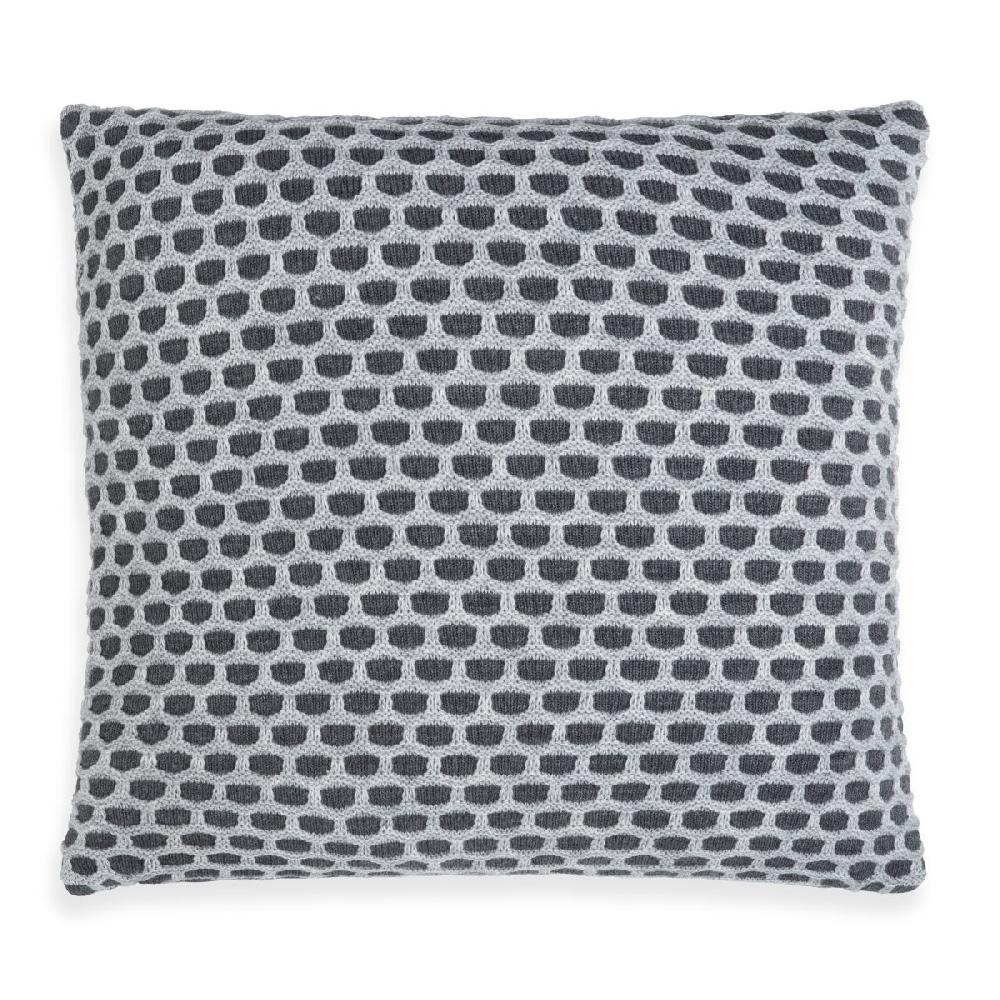 Knit Factory Mila Kussen Antraciet/Licht Grijs - 50x50