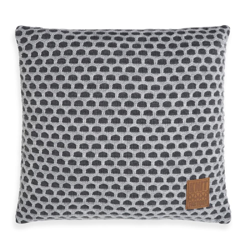 knit factory Mila Kussen Antraciet/Licht Grijs - 50x50
