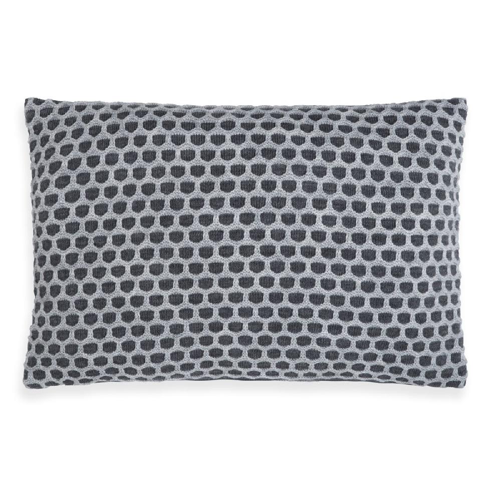 Knit Factory Mila Kussen Antraciet/Licht Grijs - 60x40