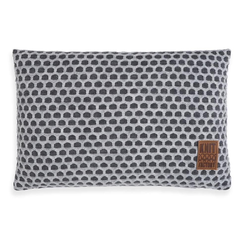 knit factory Mila Kussen Antraciet/Licht Grijs - 60x40