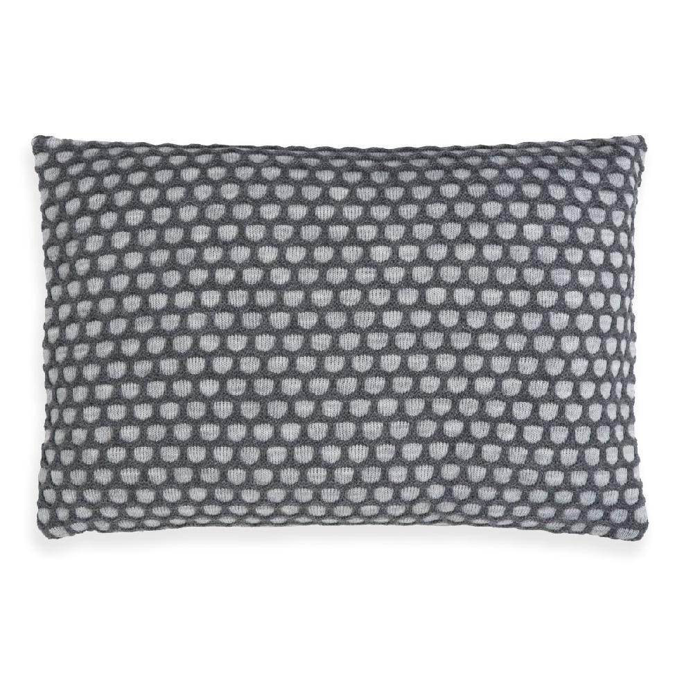 Knit Factory Mila Kussen Licht Grijs/Antraciet - 60x40