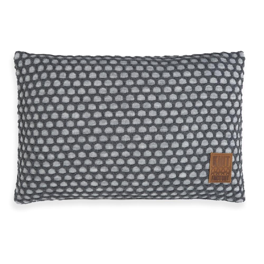 knit factory Mila Kussen Licht Grijs/Antraciet - 60x40