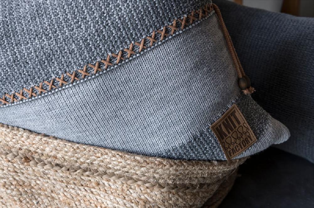 Knit Factory Roxx Kussen Licht Grijs/Antraciet - 50x50