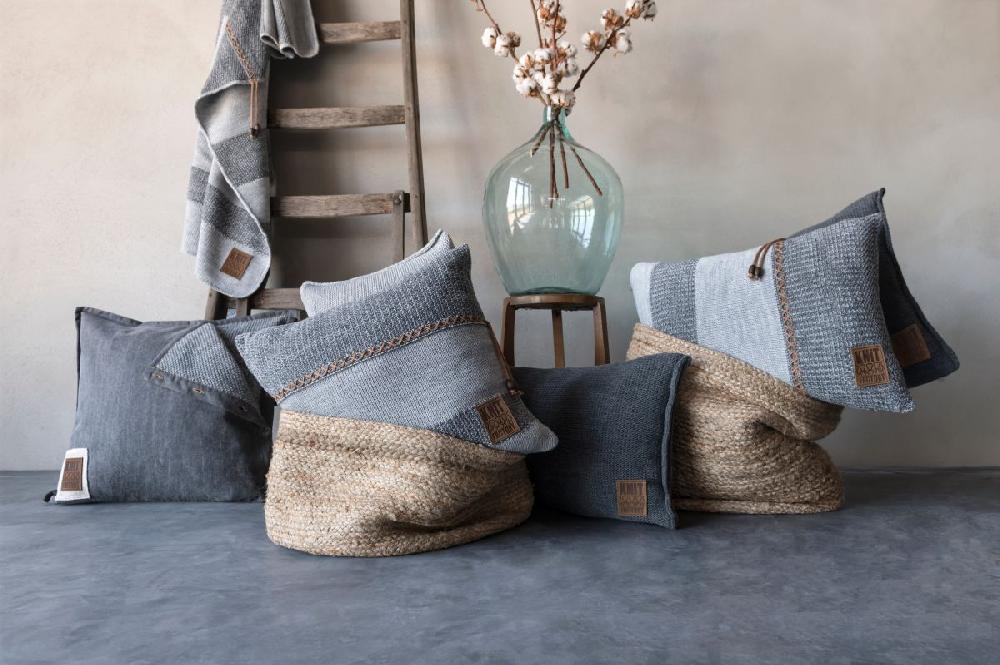Knit Factory Roxx Kussen Licht Grijs/Antraciet - 50x50