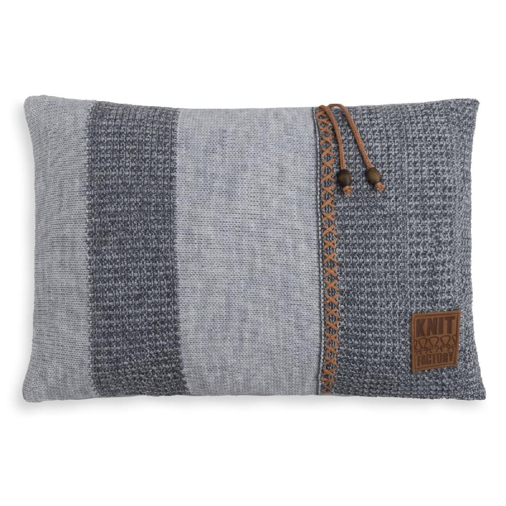 knit factory Roxx Kussen Licht Grijs/Antraciet - 60x40