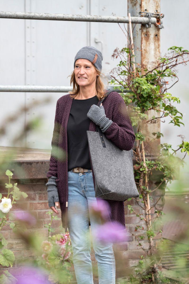 Knit Factory Ruby Gebreid Vest Aubergine - 40/42 - Met Steekzakken