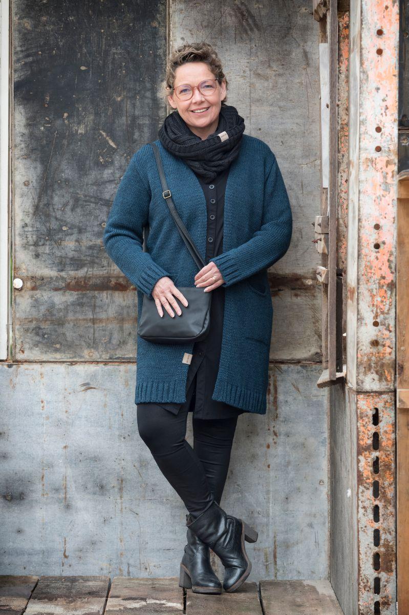 Knit Factory Ruby Gebreid Vest Petrol - 36/38 - Met Steekzakken