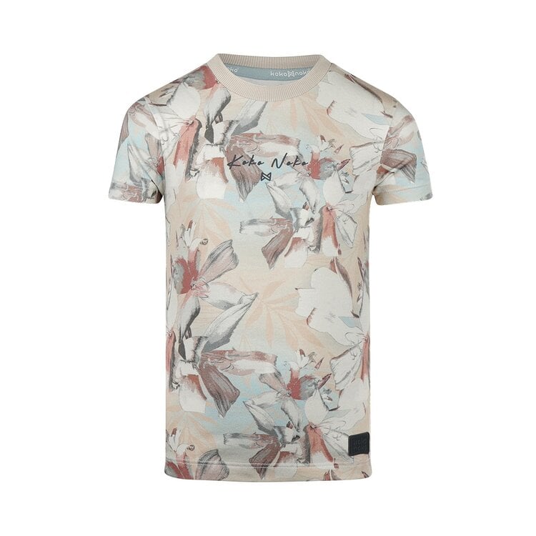 koko noko Koko Noko jongens T-shirt beige roestbruin zachtrood