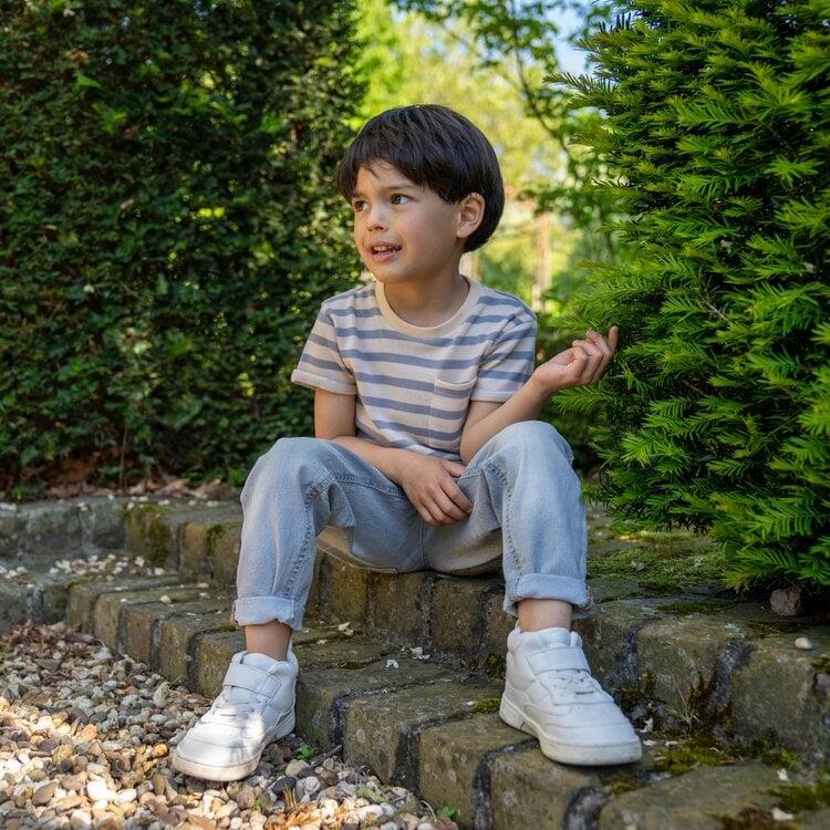 Koko Noko Koko Noko Jongens T-shirt Grijs Beige Gestreept