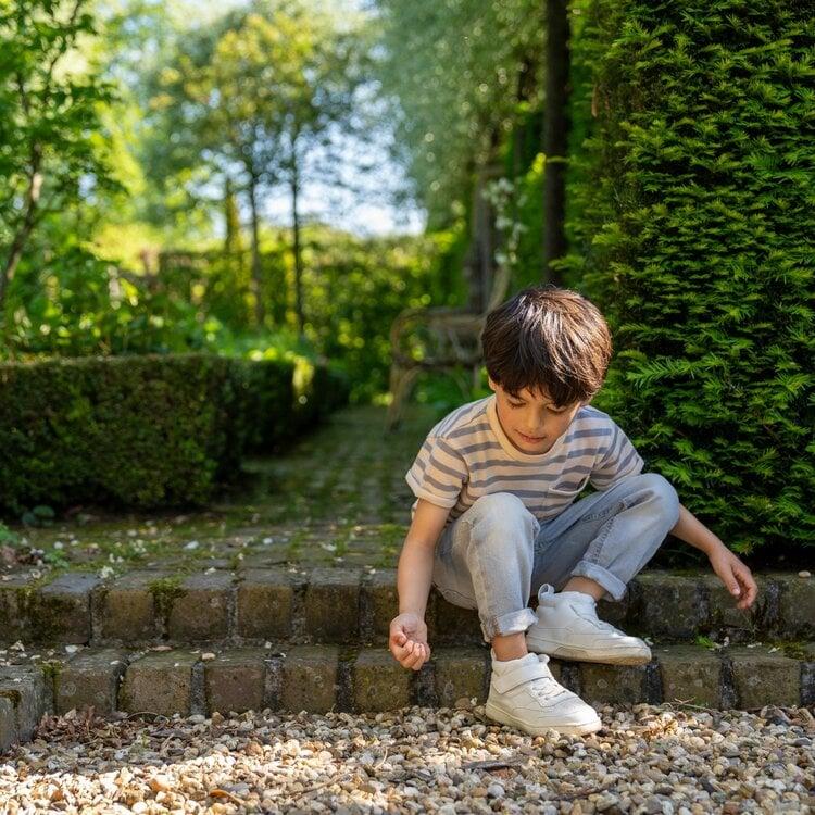 Koko Noko Koko Noko Jongens T-shirt Grijs Beige Gestreept