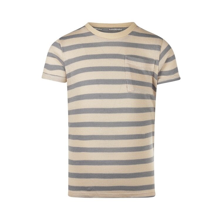 koko noko Koko Noko jongens T-shirt grijs beige gestreept