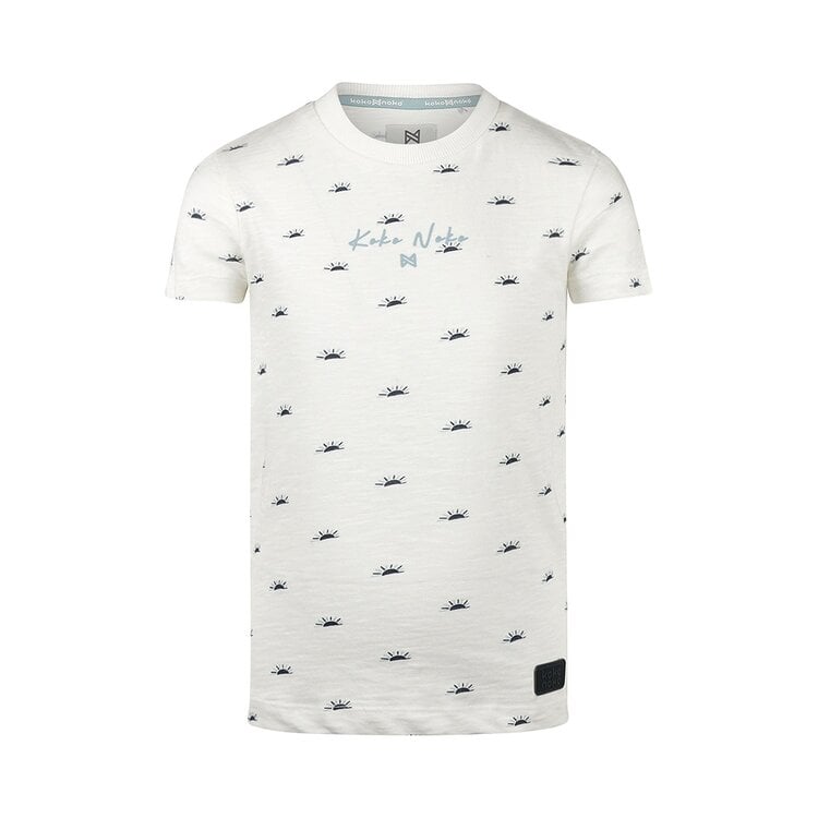 koko noko Koko Noko jongens T-shirt off white donkerblauw lichtblauw