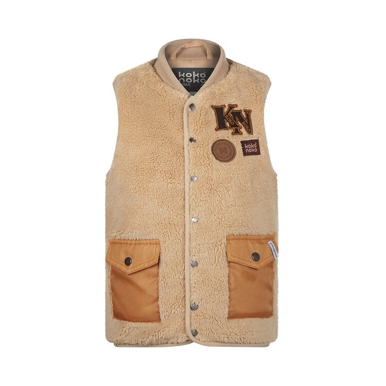koko noko Koko Noko jongens teddy gilet zandkleur