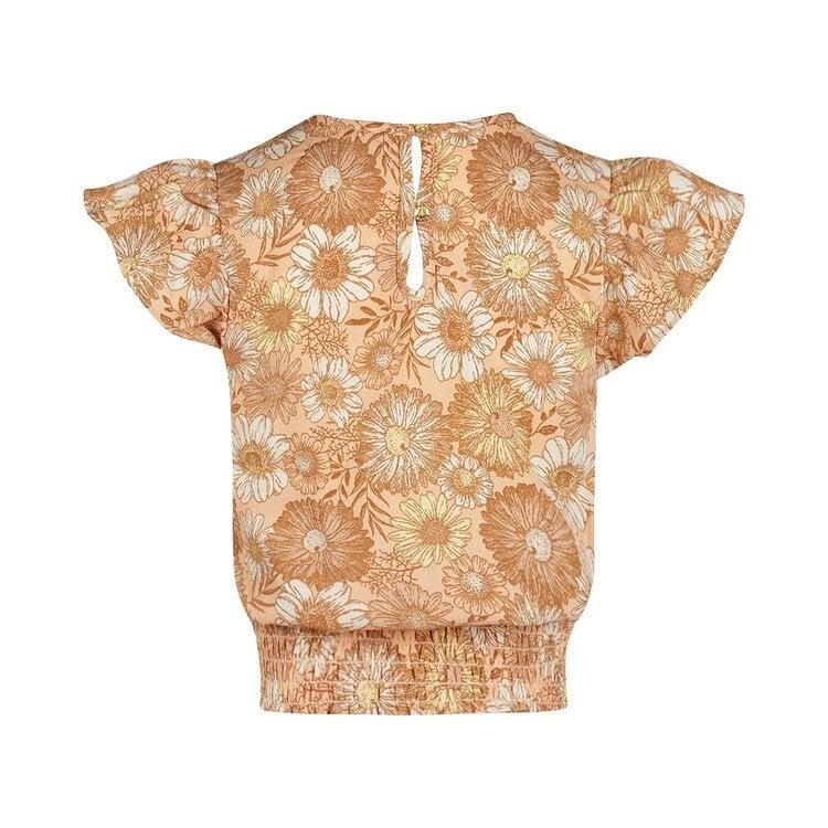 Koko Noko Koko Noko Meisjes Blouse Korte Mouw Perzikroze Bloem