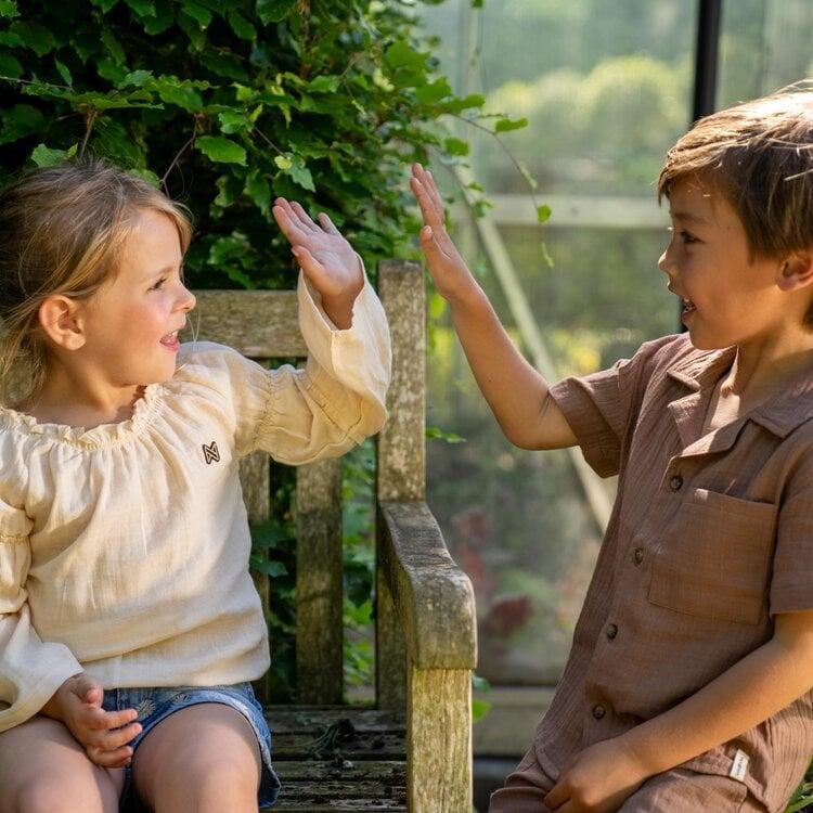 Koko Noko Koko Noko Meisjes Blouse Lange Mouw Off White Mousseline