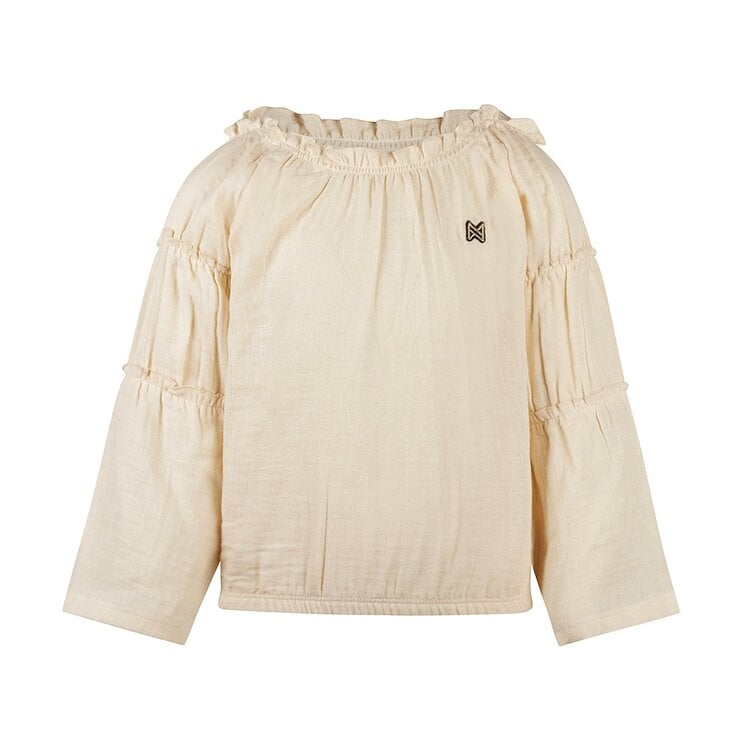 koko noko Koko Noko meisjes blouse lange mouw off white mousseline