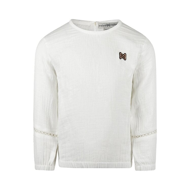 koko noko Koko Noko meisjes blouse lange mouw off white mousseline