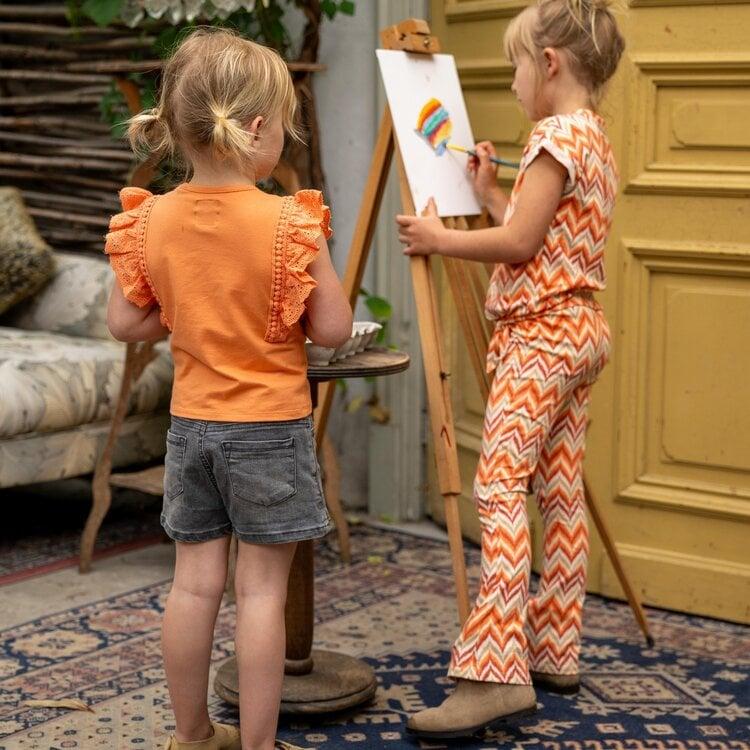 Koko Noko Koko Noko Meisjes Flared Legging Oranje Beige Off White