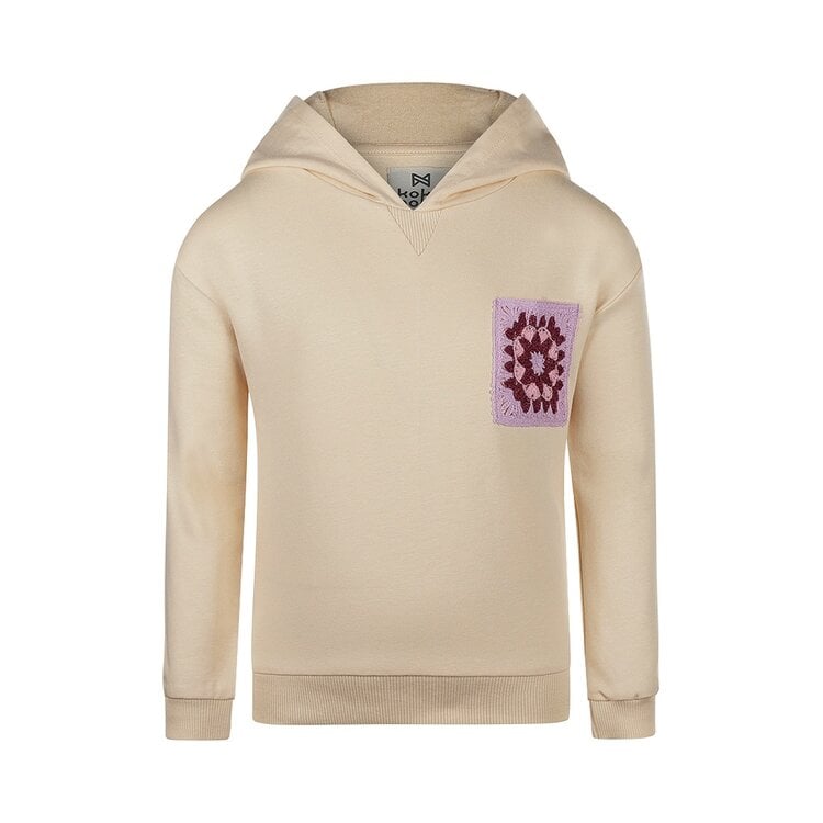 koko noko Koko Noko meisjes hoodie beige capuchon gehaakte bloem