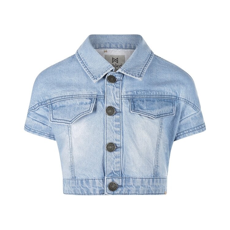 koko noko Koko Noko meisjes jeans jack blauw kort model cropped