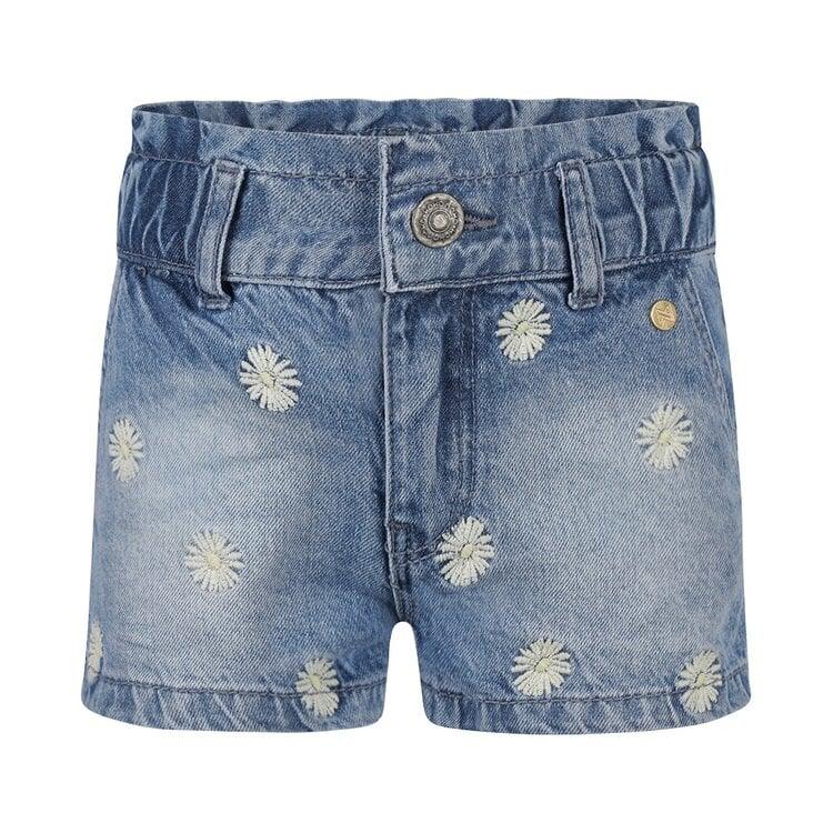 koko noko Koko Noko meisjes jeans short blauw geborduurde bloem
