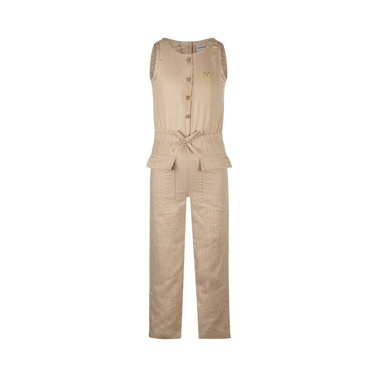 koko noko Koko Noko meisjes jumpsuit zandkleur mouwloos gestreept