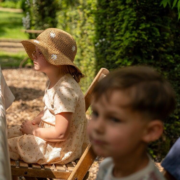 Koko Noko Koko Noko Meisjes Jurk Beige Geel Perzikroze Bloemen Rib